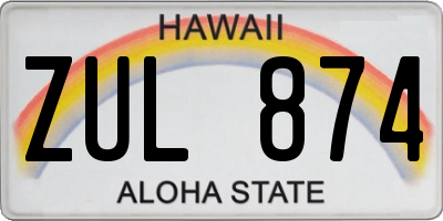 HI license plate ZUL874
