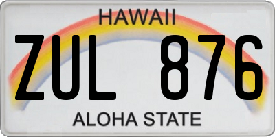 HI license plate ZUL876