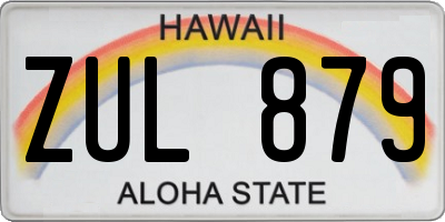 HI license plate ZUL879