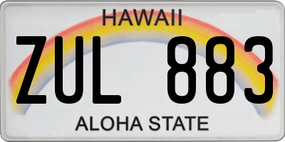 HI license plate ZUL883