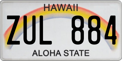 HI license plate ZUL884