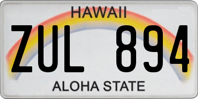 HI license plate ZUL894