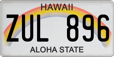 HI license plate ZUL896