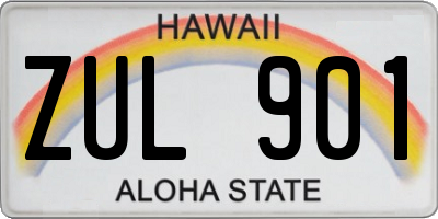 HI license plate ZUL901