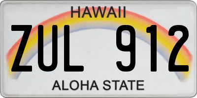 HI license plate ZUL912