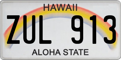 HI license plate ZUL913