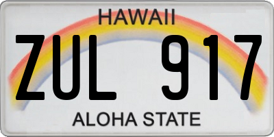 HI license plate ZUL917