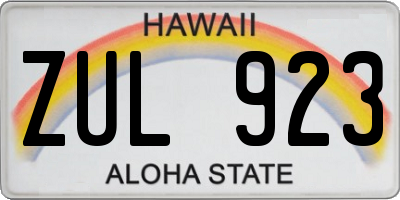 HI license plate ZUL923
