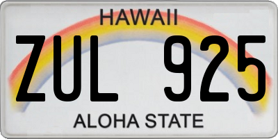 HI license plate ZUL925