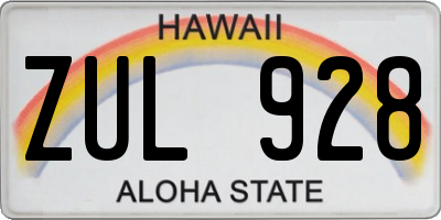 HI license plate ZUL928