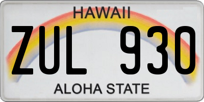 HI license plate ZUL930