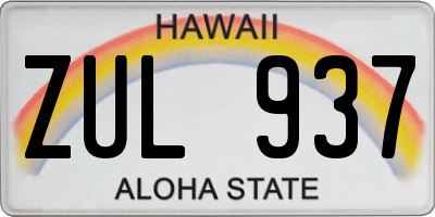 HI license plate ZUL937
