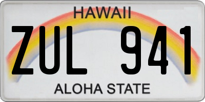 HI license plate ZUL941
