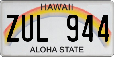 HI license plate ZUL944