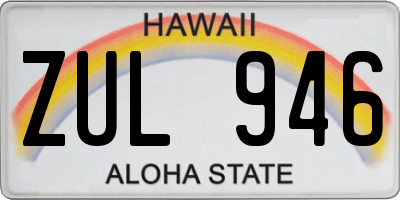 HI license plate ZUL946