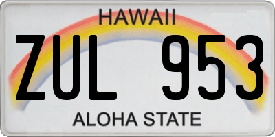 HI license plate ZUL953