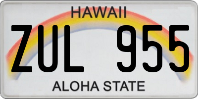 HI license plate ZUL955