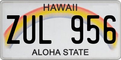 HI license plate ZUL956