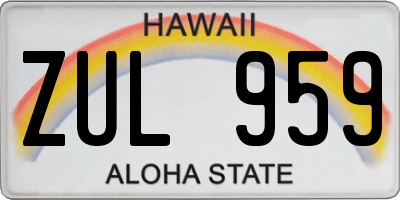 HI license plate ZUL959