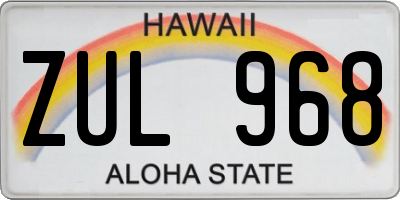 HI license plate ZUL968