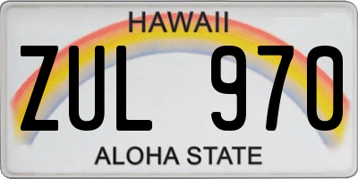 HI license plate ZUL970