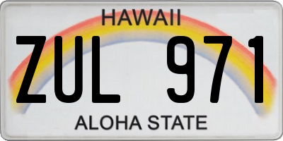 HI license plate ZUL971