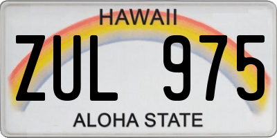 HI license plate ZUL975