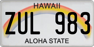 HI license plate ZUL983