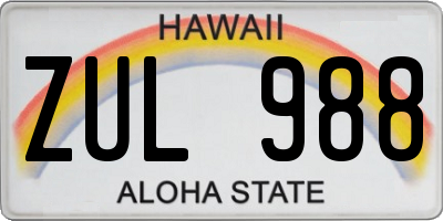 HI license plate ZUL988