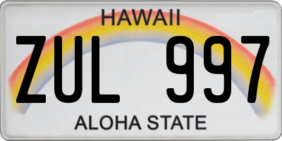 HI license plate ZUL997