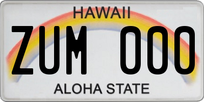 HI license plate ZUM000