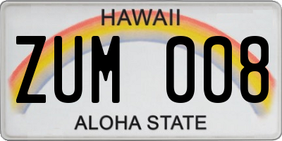 HI license plate ZUM008