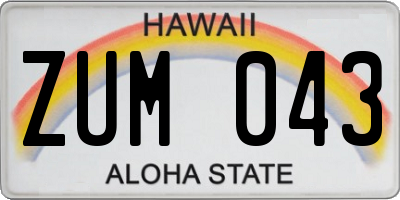 HI license plate ZUM043