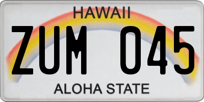 HI license plate ZUM045