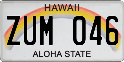 HI license plate ZUM046