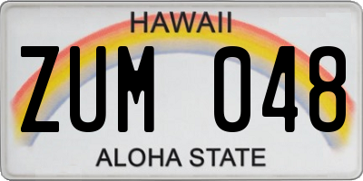 HI license plate ZUM048