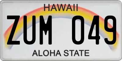 HI license plate ZUM049