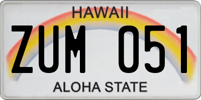 HI license plate ZUM051