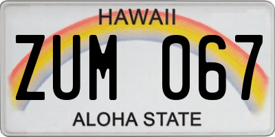 HI license plate ZUM067