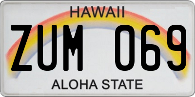 HI license plate ZUM069