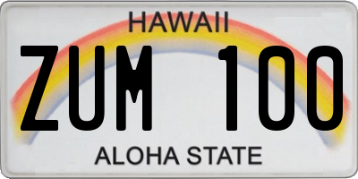 HI license plate ZUM100