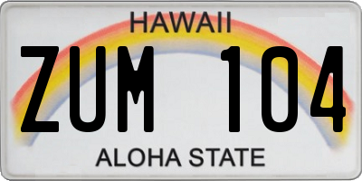 HI license plate ZUM104