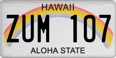 HI license plate ZUM107