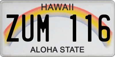 HI license plate ZUM116