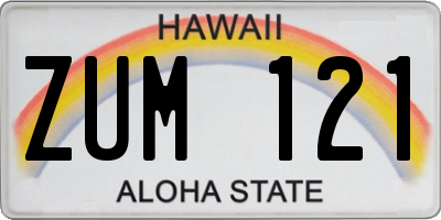 HI license plate ZUM121