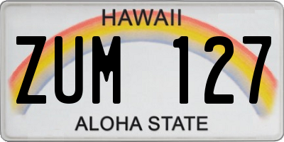 HI license plate ZUM127