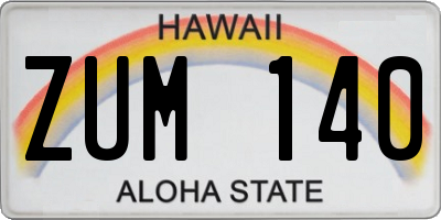 HI license plate ZUM140