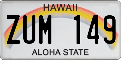 HI license plate ZUM149