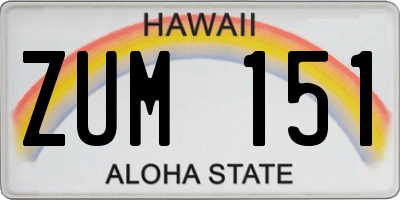 HI license plate ZUM151