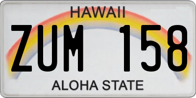 HI license plate ZUM158
